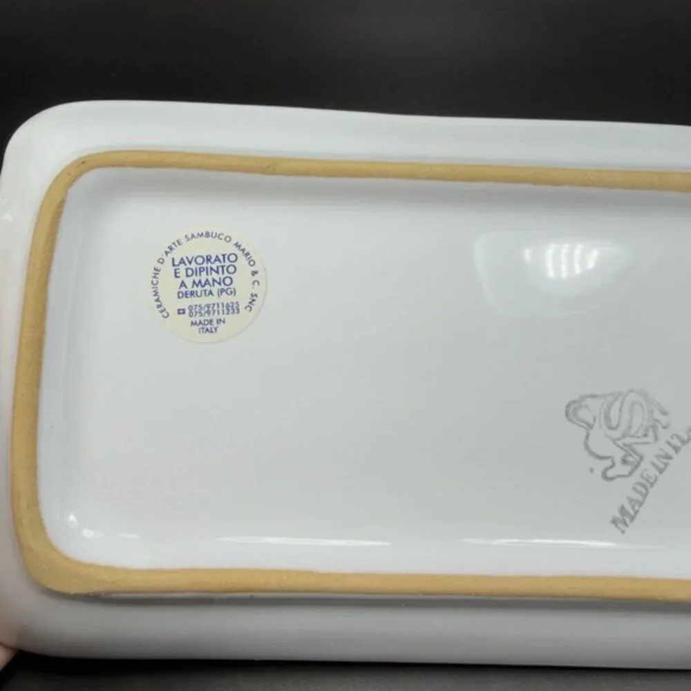 Hand Painted‎ Deruta Italian Pottery Rectangular Dish Plate Tray Folk Art Italy